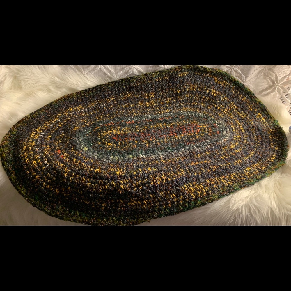 Green rug with non-slip backing